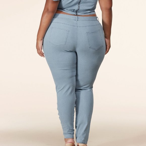 Light-Wash Denim Pants Set - Picture 2 of 3